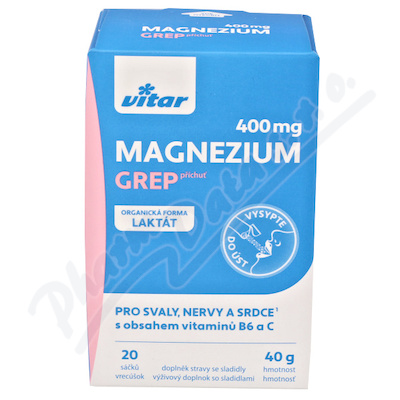 Vitar Magnzium 400mg+vit.B6+vit.C grep 20x2g